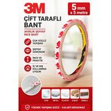 Hobialem 3m Çift Taraflı Bant Şeffaf Ince Akrilik Güçlü Yapışkan Bant 5 mm x 5 Metre
