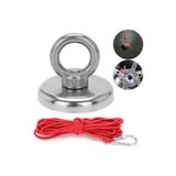 Hobialem 42Mm Çap Güçlü Halkalı Neodyum Pot Mıknatıs Kanca Kurtarma Mıknatısı Fishing Magnet Ve Halat