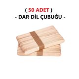 Hobialem ( 50 Adet ) Ahşap Büyük Dar Dil Çubuğu Abeslang Dondurma Dil Basma Ağda Çubuğu Natural