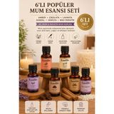 Hobialem 6'lı Popüler Mum Esansı Seti, Amber, Çikolata, Lavanta, Sandal, Vanilya, Wax Parafin, Jel Mum Kokusu - 6 Adet