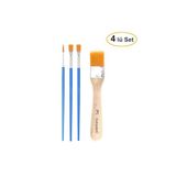 Hobialem Fırça Seti-2, Yağlı Boya Fırçası, 4 Lü Set, Resim Fırçası, Akrilik Boya Fırçası, Yassı Fırça