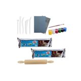 Hobialem Kil Hamuru Set-6, Seramik Hamuru, 2 Kg Beyaz Kil, Ebeşuar Merdane, Boya, Fırça, Zımpara