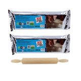 Hobialem Kil Seramik Hamuru Beyaz 2 kg + Ahşap Merdane + Doğal Kil Hamuru