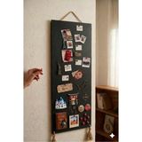 Hobialem Magnet Panosu , 30X90CM Mıknatıslı Siyah Pano, Jüt Halatlı, Dekoratif Hatırlatma Panosu