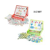 Hobialem Manyetik, Tablet Alfabe ve Tablet Matematik, 2'li Magnet Seti, Eğitici ve Öğretici - Renkli