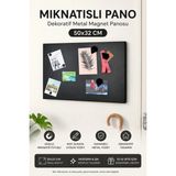 Hobialem Metal Magnet Panosu , Mıknatıslı Pano Siyah, 50X32 Cm, Dekoratif Hatırlatma Panosu - 1 Adet