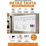 Hobialem Mıknatıslı Manyetik Beyaz Tahta 35X50 cm Katlanabilir Haftalık Planlayıcı + 3 Kalem Hediyeli
