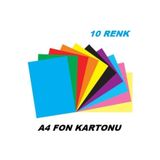 Hobialem Renkli Fon Kartonu, 10 Renk, A4 Boyut, 25X35, Hobi, Elişi Kartonu