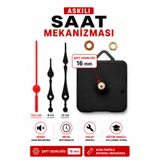 Hobialem Sessiz Akar, Duvar Saati Mekanizması, 16 Mm Şaft, Askılı, Akrep, Yelkovan, Saniye Seti