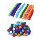 Hobialem Simli Ponpon, 20 Mm, Renkli Peluş Ponpon, 100 Lü Paket