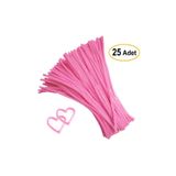 Hobialem Şönil 30 cm 25 li 1 Paket Pembe Renkli Tüylü Tel Okul Öncesi Anasınıfı Kreş Hobi Eğitici Şönil