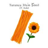 Hobialem Şönil 30 cm 25 li 1 Paket Turuncu Renkli Tüylü Tel Okul Öncesi Anasınıfı Kreş Hobi Eğitici Şönil Pi