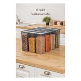 Hobibahçem 12'li Kavanoz Seti & Saklama Kabı & Erzak Kabı 12X1900 ml (20 Lı Etiket Hediyeli) - Renkli - Belirtilmemiş