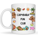 Hobibahçem Capybara Fun Club Yazılı Eğlenceli Tasarım Kupa Model 237 Sevimli Baskılı Seramik Kahve Kupası - Belirtilmemiş - 001 - Beyaz