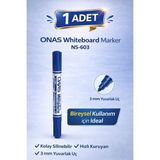 Hobibahçem Onas Whiteboard Marker NS-603 Mavi Tahta Kalemi 3 mm Yuvarlak Uç 1 Adet - Renkli - Belirtilmemiş