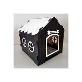 Hobicim Süper Set Ahşap Dekoratif Köpek Evi-Kulübesi ,kedi Evi Minder ve Zincir Tasma (Rebab-Beyaz)