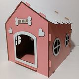 Hobicim Süper Set Ahşap Dekoratif Köpek Evi-Kulübesi Minder ve Zincir Tasma