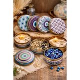 Hobicini 5 Adet Nazar Desen 100CC Yuvarlak Dekoratif Mum Teneke Kutu 7X3CM