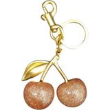 Hobicium Kiraz Figürlü Çanta Charmı – Gold Metal Aksesuarlı Anahtarlık & Çanta Süsü - Rose Gold