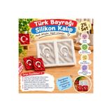 HobiCraft Market Dalgalanan Ay Yıldız Türk Bayrağı Silikon Kalıp Seti - İkili Sabun, Kokulu Taş ve Mum Kalıbı