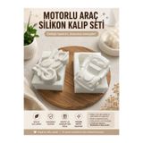 HobiCraft Market 🏍️🚗 Motor ve Araba Figürlü Silikon Kalıp Seti – Epoksi, Mum, Sabun ve Alçı Kalıbı