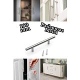HOBİDABİ 160 Mm Inox Kulp Paslanmaz Tv Ünitesi Yatak Odası Mobilya Çekmece Vestiyer Mutfak Dolap Kulbu