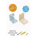 Hobidabi 4 Ad. Ağır Dolap Duvar Montaj Askı Sabitleme Seti Krem- Deprem Mobilya Eşya Sabitleyici Aparat
