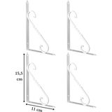 Hobidabi 4 Adet Beyaz 15.5X11 Ferforje Raf Altı Metal L Ayak - 15,5 cm x11 cm