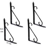Hobidabi 4 Adet Siyah 15.5X11 Ferforje Raf Altı Metal L Ayak - 15,5 cm x11 cm