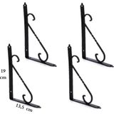 Hobidabi 4 Adet Siyah 19X13,5 Ferforje Raf Altı Metal L Ayak - 19 cm x13,5 cm