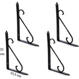 Hobidabi 4 Adet Siyah 23.5X15,5 Ferforje Raf Altı Metal L Ayak - 23,5 cm x15,5 cm