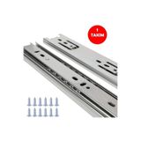 HOBİDABİ Frenli 45cm Bilyalı Ray Çekmece Sistemi 1 Takım-2 adet Raylı Kızaklı Teleskopik Vidalar