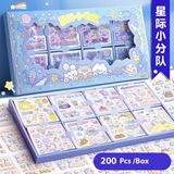 Hobide Hobi Sticker Kawaii Hediye Kutusu 200 Yaprak-Mavi(Yıldız Takımı)