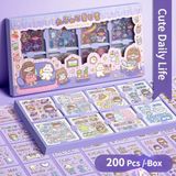 Hobide Hobi Sticker Kawaii Hediye Kutusu 200 Yaprak-Mor(Cute Dally Life)
