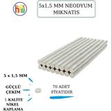 Hobiflex Neodyum Mıknatıs Nikel Kaplama 5mm X1,5 mm 70 Adet