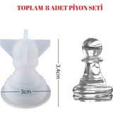 Hobiflex Silikon Kalıp Satranç Taşı 8 Adet Piyon Seti Taş Tozu Ithal Epoksi Reçine Silikon Kalıp HB150-0192 - 8 ADET SET - Beyaz