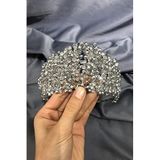 Hobigram Açık Gümüş Kristal Boncuklu Gelin Ve Kına Tacı