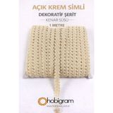 Hobigram Açık Krem Simli Cornella Koç Boynuzu Dekoratif Şerit Kenar Süsü 1 Metre