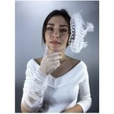 Hobigram Beyaz Dirsek Boy Gelin Eldiveni Ve Vualet Takımı