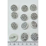 Hobigram Beyaz Gümüş Taşlı Plastik Düğme 1 Paket 10 Adet