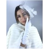 Hobigram Beyaz Saten Uzun Eldiven Ve Beyaz Vualet Nikah Takımı