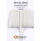 Hobigram Beyaz Simli Cornella Koç Boynuzu Dekoratif Şerit Kenar Süsü 1 Metre
