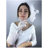Hobigram Beyaz Uzun Dantelli Gelin Eldiveni Ve Vualet Takımı