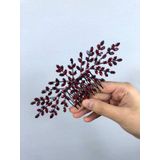 Hobigram Bordo Dal Desenli Taşlı Taraklı Saç Tokası