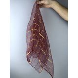 Hobigram Bordo Gold Simli Gelin Halay Mendili