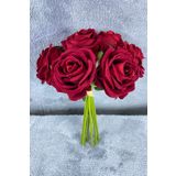 Hobigram Bordo Kadife Gül Demeti Bordo Rengi 7 Dallı 40 Cm