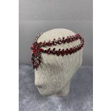 Hobigram Bordo Naomi Model Alınlık Gelin Saç Aksesuarı – Taç, Kristal Taşlı, Şık Model, Gelin Tacı – Taç – T