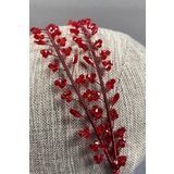 Hobigram Bordo Renk Kristal Boncuklu Kına Gelin Tacı