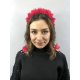 Hobigram Fuşya Lazer Kesim İncili Taç