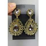 Hobigram Gold Zeminli Damla Taşlı Küpe